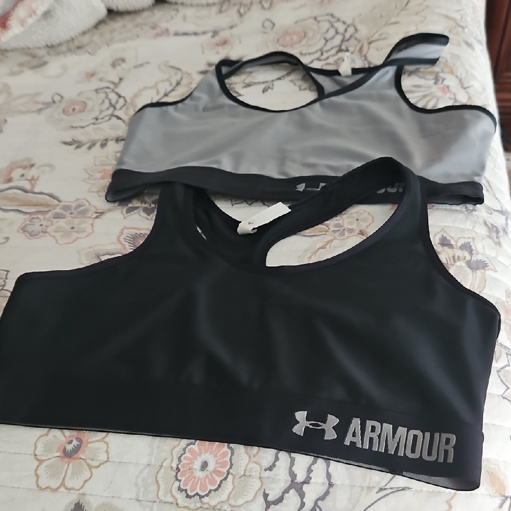 Under Armour Black and Gray Sports Bras Athletic Intimates